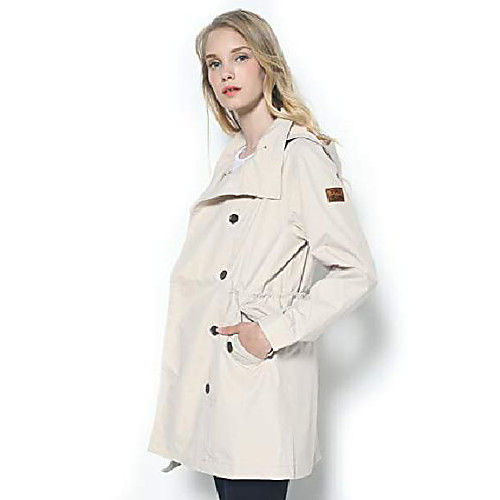 

womens hooded double-breasted trench coat outdoor lightweight rain jackets khaki