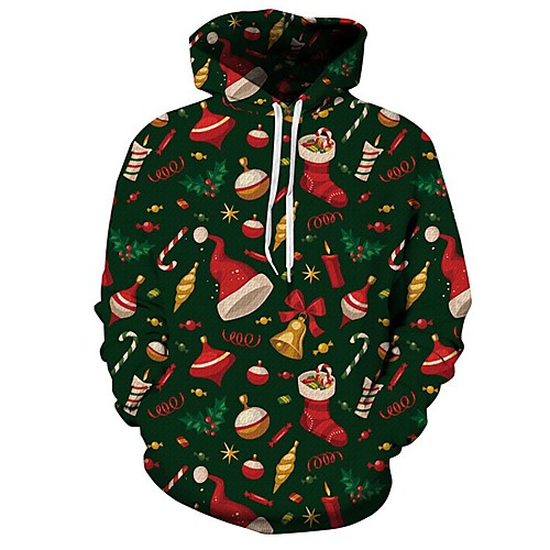 

Men's Pullover Hoodie Sweatshirt Graphic 3D Ugly Christmas Hooded Christmas 3D Print Casual Christmas Hoodies Sweatshirts Long Sleeve Green