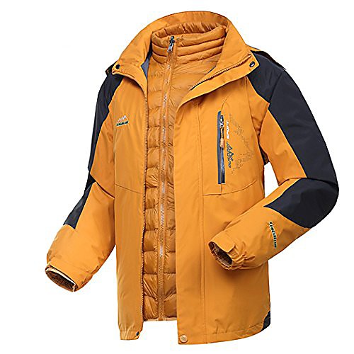 

men's 3 in 1 jacket down waterproof big and tall jacket plus yellow xxs