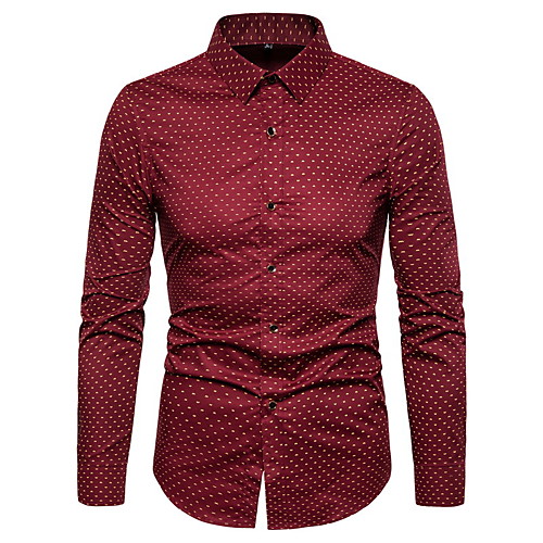 

men's printed long sleeve button down work dress shirt-navy blue-l