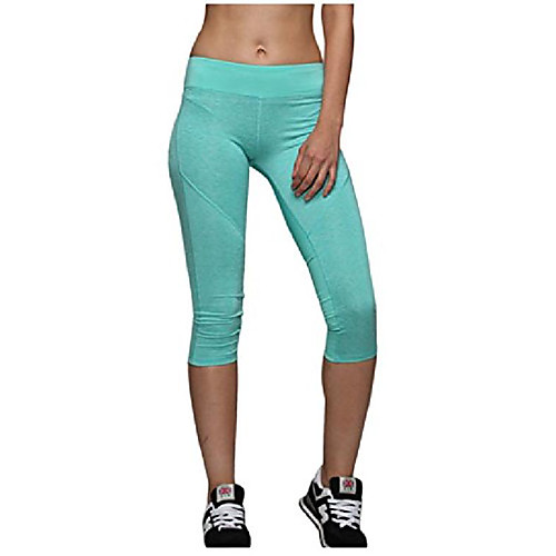 

women capri pants yoga running workout athletic leggings tights green-l