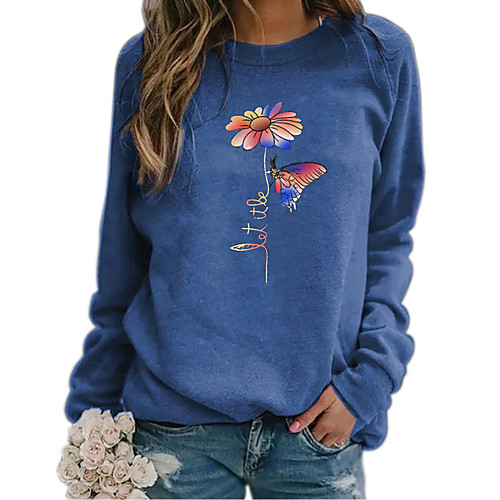 

Women's Pullover Sweatshirt Plants Graphic Daily Basic Casual Hoodies Sweatshirts Blue Red Khaki