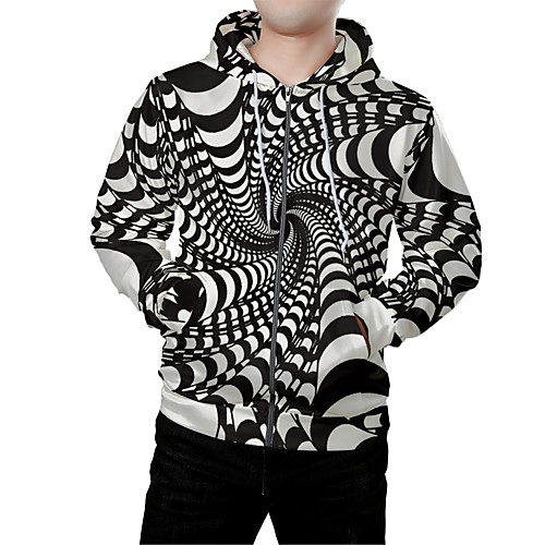 

Men's Zip Up Hoodie Sweatshirt Graphic 3D Front Pocket Daily Weekend 3D Print 3D Print Hoodies Sweatshirts Black