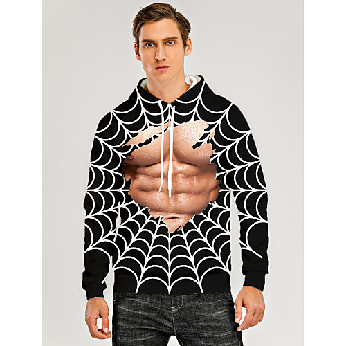 

Men's Pullover Hoodie Sweatshirt Graphic 3D Muscle Front Pocket Hooded Daily 3D Print 3D Print Casual Hoodies Sweatshirts Long Sleeve White