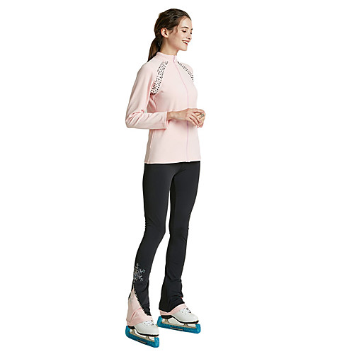 

Figure Skating Jacket with Pants All Ice Skating Tracksuit Pink Spandex High Elasticity Training Skating Wear Solid Colored Crystal / Rhinestone Long Sleeve Ice Skating Figure Skating / Kids