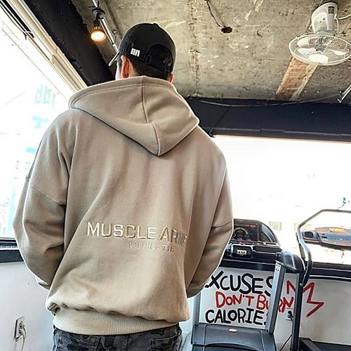 

Men's Hoodie Pullover Embroidery Patchwork Front Zipper Hoodie Fleece Cotton Letter Printed Sport Athleisure Hoodie Top Long Sleeve Thermal Warm Soft Comfortable Exercise & Fitness Everyday Use Daily