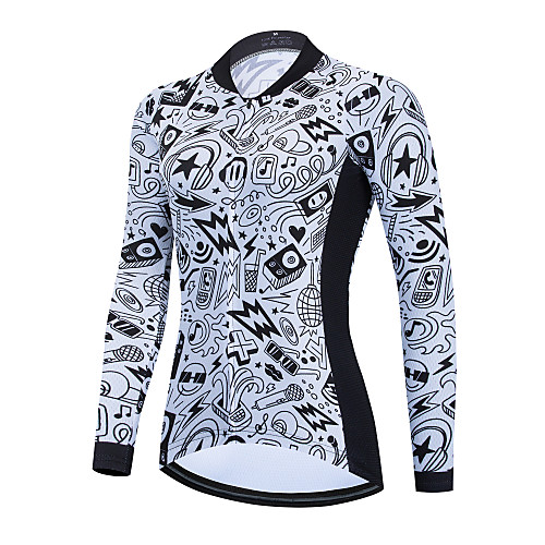 

21Grams Women's Long Sleeve Cycling Jersey White Bike Jersey Top Mountain Bike MTB Road Bike Cycling Thermal Warm Breathable Quick Dry Sports Clothing Apparel / Stretchy / Athletic