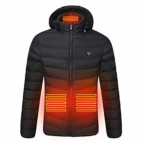 

men's warm cotton clothes smart usb abdomen back neck four electric heating coat black