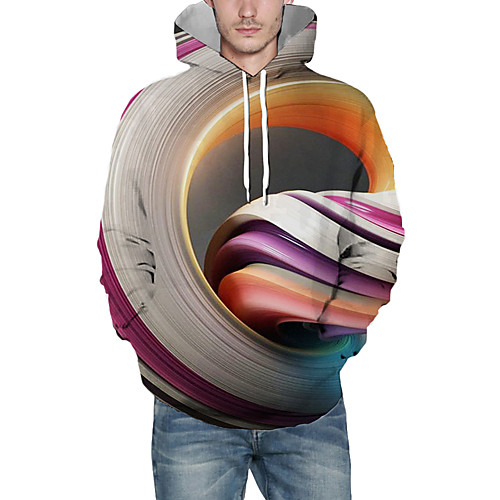 

Men's Pullover Hoodie Sweatshirt Graphic Abstract 3D Front Pocket Daily 3D Print 3D Print Casual Hoodies Sweatshirts Rainbow