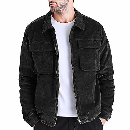 

landscap mens autumn fashion corduroy coat casual long sleeve solid casual tops full zip fashion outdoor jacket (green,xxxl)