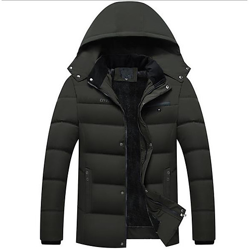 

men's winter quilted coat outdoor puffer jacket thicken outerwear windproof parkas with removable hood(black,l)