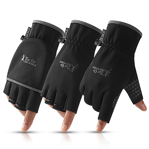 

Winter Bike Gloves / Cycling Gloves Touch Gloves Anti-Slip Waterproof Windproof Warm Fingerless Gloves Sports Gloves Fleece Black / Silver Black Grey for Adults' Outdoor Exercise Cycling / Bike