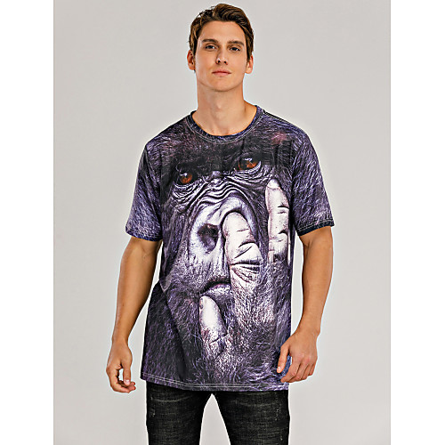 

Men's T shirt Graphic Animal Print Short Sleeve Daily Tops Streetwear Exaggerated Black