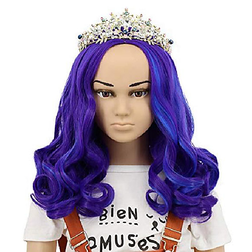 

yuehong long curly purple wig party wig for kid cosplay costume halloween fashion wig(kids)