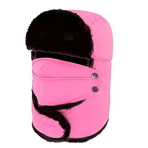 

winter trooper trapper hats ushanka aviator russian hats waterproof hunting skiing hats cap(pink)