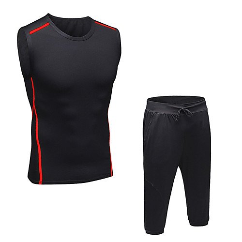 

Men's Patchwork Tracksuit Activewear Set Athletic Athleisure Sleeveless 2pcs Breathable Quick Dry Moisture Wicking Fitness Gym Workout Running Walking Jogging Sportswear Normal Outfit Set Clothing
