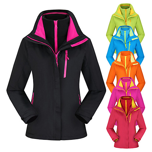 

Women's Hoodie Jacket Hiking Jacket Winter Outdoor Solid Color Waterproof Windproof Quick Dry Warm Jacket Top Climbing Camping / Hiking / Caving Traveling Black Red Fuchsia Orange Green