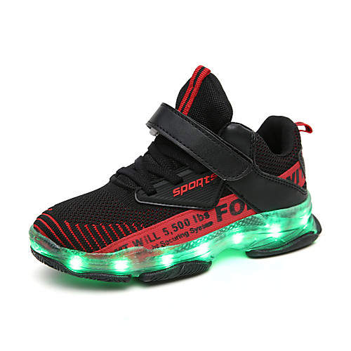 

Boys' Trainers Athletic Shoes Comfort LED Shoes USB Charging PU Elastic Fabric Big Kids(7years ) Athletic Running Shoes LED Black Red Pink Winter