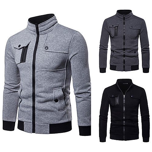 

Men's Golf Jacket Long Sleeve Windproof Breathable Warm Athleisure Sports Outdoor Autumn / Fall Spring Winter Solid Color Dark Grey Black Light Grey / Micro-elastic