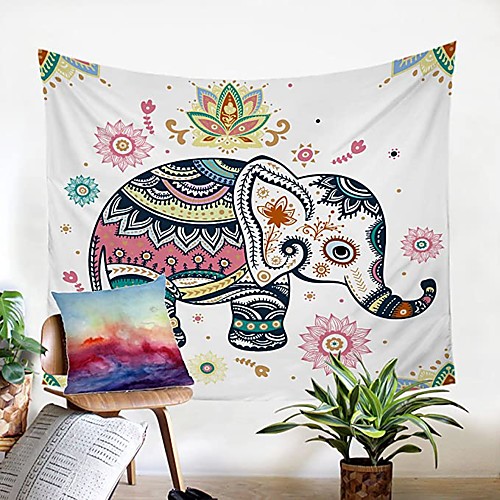 

Wall Tapestry Art Decor Blanket Curtain Picnic Tablecloth Hanging Home Bedroom Living Room Dorm Decoration Polyester Colorful Elephant View