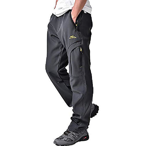 

men's outdoor fleece-lined windproof waterproof hiking mountain ski pants, soft shell insulated trousers #mh4409 dark gray (tag 3xl) 35