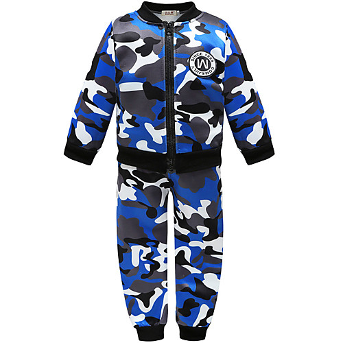 

Boys' Kids 2 Piece Full Zip Tracksuit Street Casual Long Sleeve 2pcs Winter Cotton Thermal Warm Breathable Soft Running Walking Jogging Training Exercise Sportswear Normal Outfit Set Clothing Suit