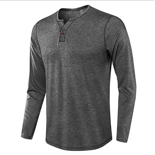 

premium quality thermal henley crew neck long sleeve t-shirt charcoal 2xl