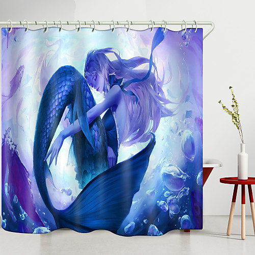 

Sleeping Mermaid Digital Printing Shower Curtain Shower Curtains Hooks Modern Polyester New Design