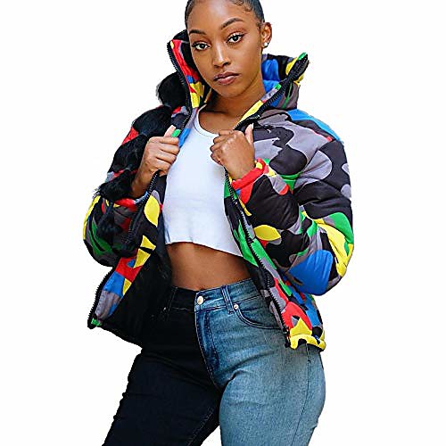 

Women's Camouflage Spring & Fall Jacket Regular Date Polyester Coat Tops Camouflage purple