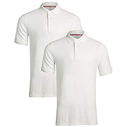 

young men's uniform short sleeve pique polo shirt (1-pack), white, size large'