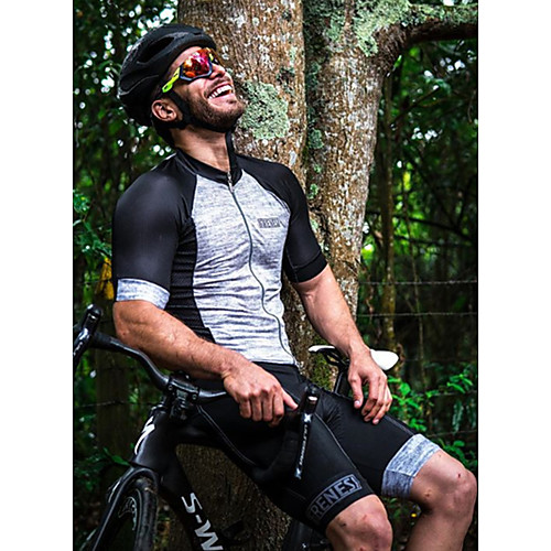 

Women's Men's Short Sleeve Cycling Jersey with Shorts Triathlon Tri Suit Blue Grey Bike Quick Dry Sports Mountain Bike MTB Road Bike Cycling Clothing Apparel / Stretchy / Athletic