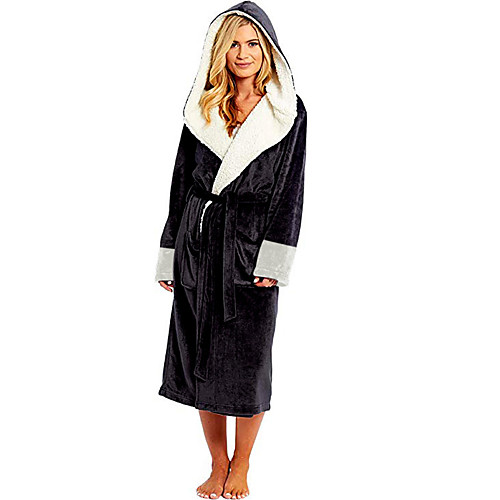 

Women's Hooded Robes Pajamas Solid Colored