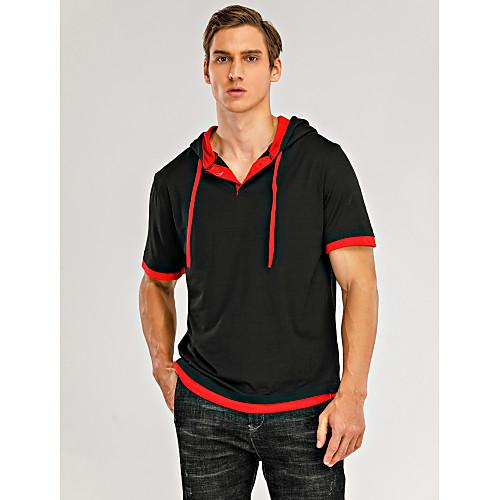 

Men's T shirt Short Sleeve Daily Tops Basic Blue Black Black / Red Black / White