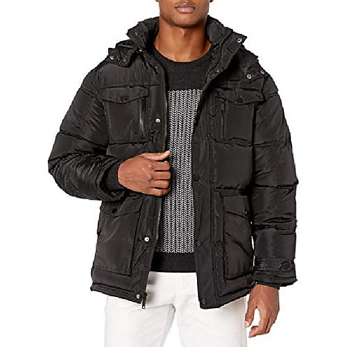 

men's outerwear jacket, signature puffer black/black, xx-large