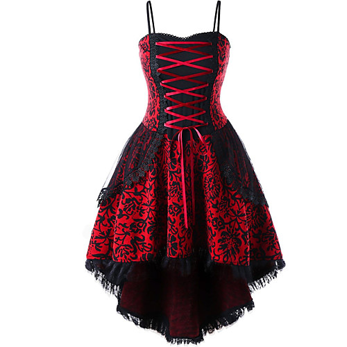 

Lady Outlander Punk & Gothic Medieval Vacation Dress Dress Masquerade Prom Dress Women's Costume White / Red Vintage Cosplay Party Halloween