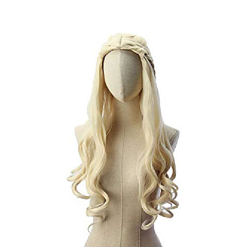 

long curly wavy blond wig for costume party and daily use mother of dragons daenerys targaryen cosplay