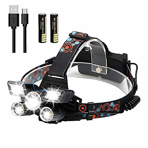 

waterproof led headlamp, 21 led head torch usb rechargeable with 9 lighting modes flashlight with red strobe light for camping, running, walking, cycling