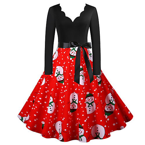 

Santa Suit Dress Adults' Women's New Dress Festival Christmas Halloween New Year Festival / Holiday Terylene Red Women's Easy Carnival Costumes Vintage Christmas