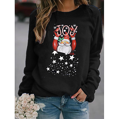 

Women's Pullover Sweatshirt Graphic Letter Monograms Christmas Daily Basic Casual Hoodies Sweatshirts Black Blue Red