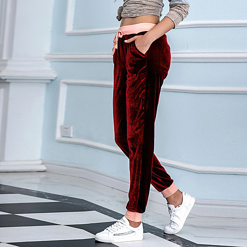 

Women's Sporty Breathable Daily Pants Chinos Pants Solid Colored Full Length Black Blue Wine