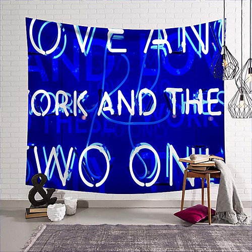 

Wall Tapestry Art Deco Blanket Curtain Picnic Table Cloth Hanging Home Bedroom Living Room Dormitory Decoration Polyester Fiber Still Life Modern Neon Light Royal Blue English