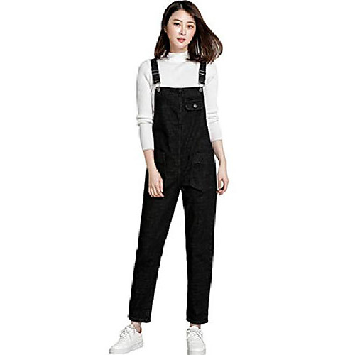 

women's denim jumpsuit rompers jeans strappy overalls playsuit style 1-2xl black