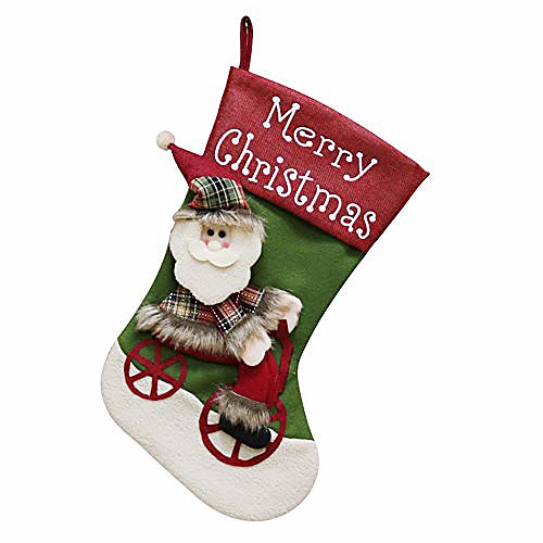 

lovely big christmas stocking snowman santa claus elf candy gift bag xmas tree hanging decor sock (a)