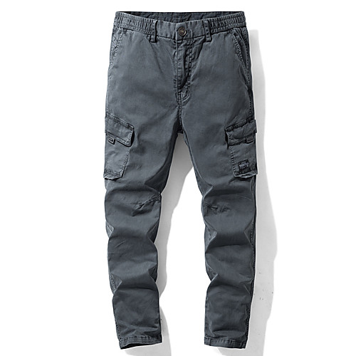 

Men's Sporty Streetwear Comfort Loose Daily Pants Tactical Cargo Pants Solid Colored Full Length Print Drawstring Black Blue Army Green / Elasticity