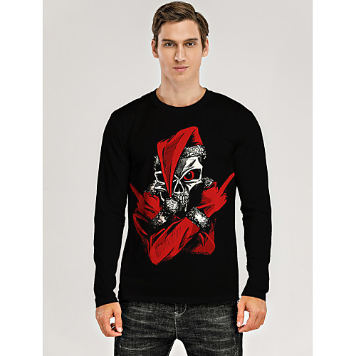 

Men's T shirt 3D Print Graphic 3D Animal Print Long Sleeve Christmas Tops Black