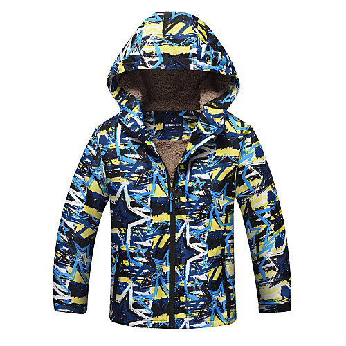 

Boys' Softshell Jacket Hiking Windbreaker Winter Outdoor Patchwork Thermal Warm Waterproof Windproof Breathable Winter Jacket Top Hunting Fishing Climbing Dark Blue / Kid's