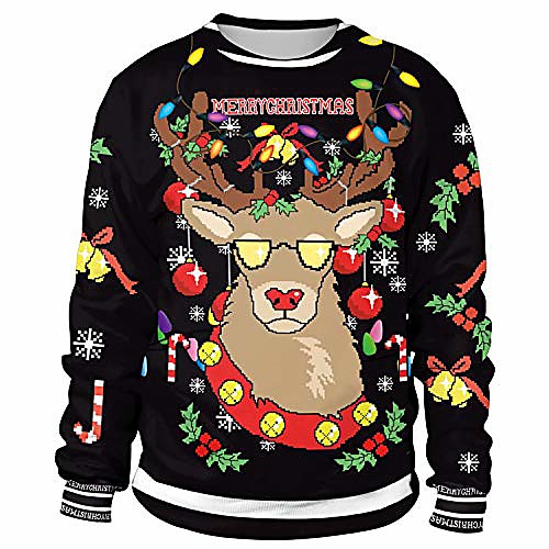 

ugly christmas sweatshirt for women mens funny novelty reindeer animal xmas sweater shirt pullover - l