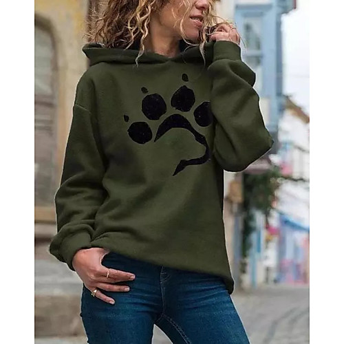 

Women's Pullover Hoodie Sweatshirt Cat Graphic Daily Casual Hoodies Sweatshirts White Army Green Gray