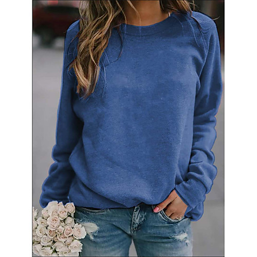 

Women's Pullover Sweatshirt Solid Color Daily Casual Hoodies Sweatshirts Black Blue Red