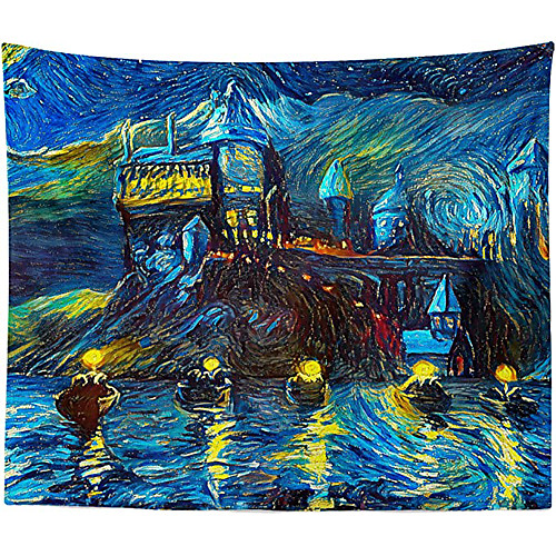 

Wall Tapestry Art Decor Blanket Curtain Picnic Tablecloth Hanging Home Bedroom Living Room Dorm Decoration Polyester Starry Sky Castle Pattern